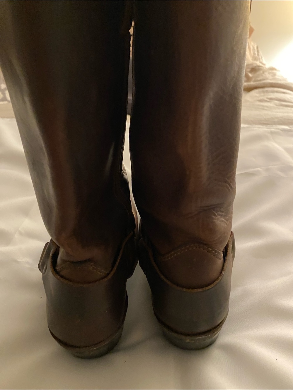 Frye Brown Leather Harness Moto Boots - Picture 4 of 10